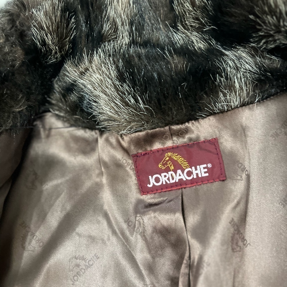 Vintage Jordache Faux Fur Lined Heavy Coat Jacket Glam Retro M/L - Picture 10 of 11